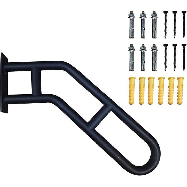 Handrails for Outdoor Steps, 21" Wall Mounted Railings for 1-3 Steps, Stair Railing Safety Grab Bar with 2 Anti-Skid Crossbar for Garage, Porch,