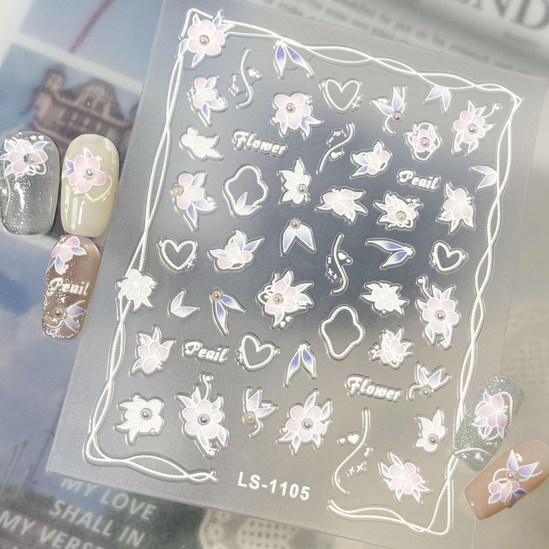 

Crystal Diamond Tulip Flower Nail Art Stickers - Embossed Oil Painting Design, Fresh DIY Material