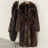 Damen Langer Kunstpelzmantel Mit Schalkragen Süß-Chic-Stil Winter-Oberbekleidung