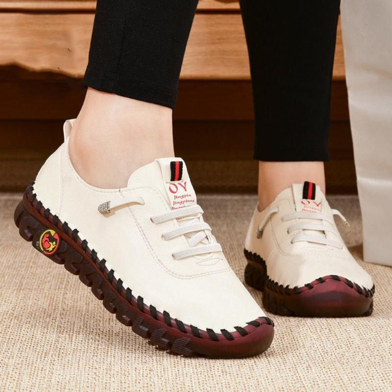 2026 New Spring Casual Women Shoes Platform Loafers Lace Up Leather Flats Slip-On Mom Shoe