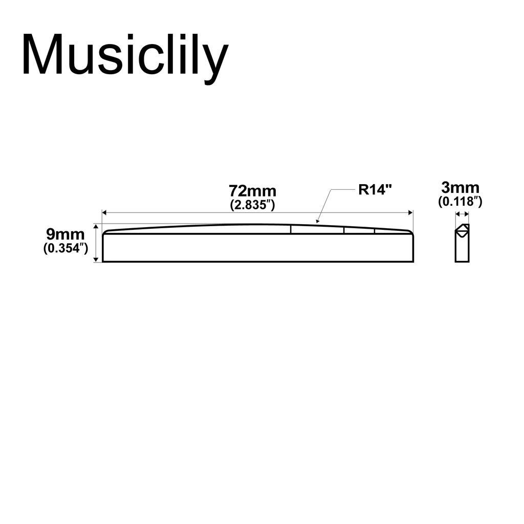 Musiclily Beef Bone Saddle Bone Saddle para violão acústico 72x3x9mm DJ-14 (2 pedaços)