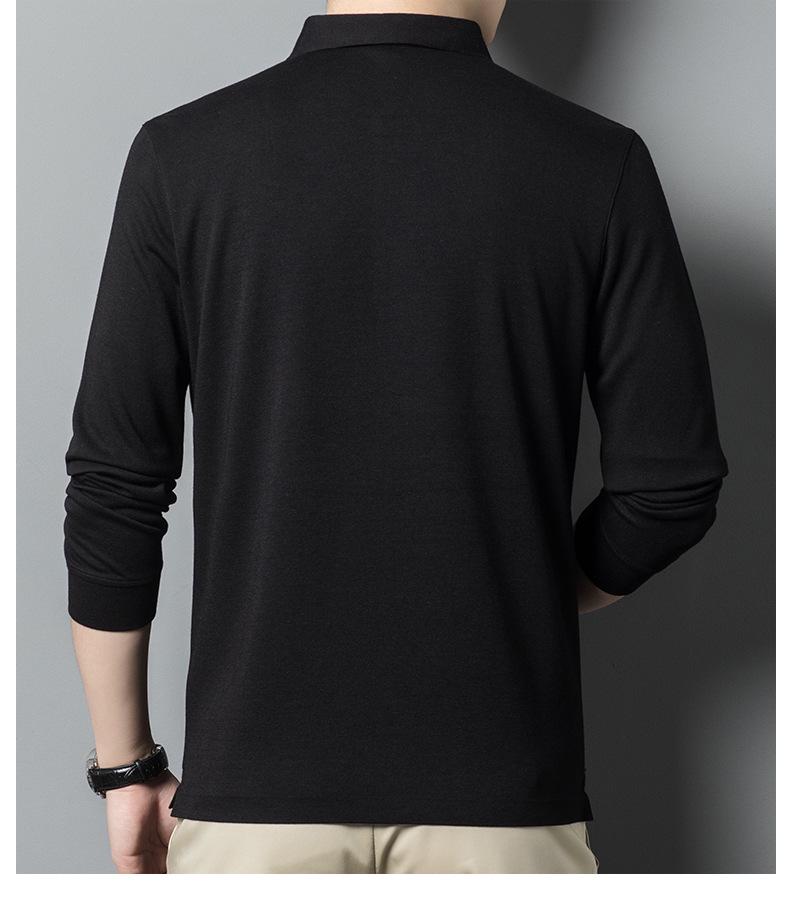 Klassisches Herren-Merinowolle Langarm-Poloshirt - Herbst/Winter Stil für die Mitte des Lebens Basisschicht