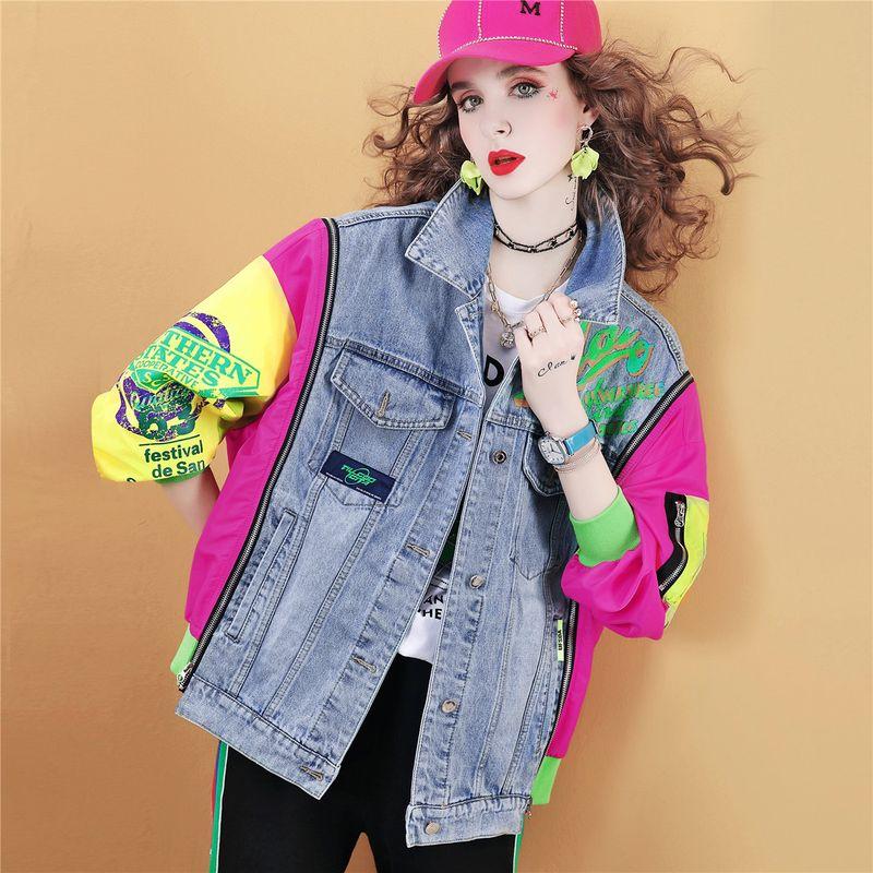 

Модное пальто C213 Ранняя осень Новое поступление Джинсовое комбинированное пальто Blue Order M