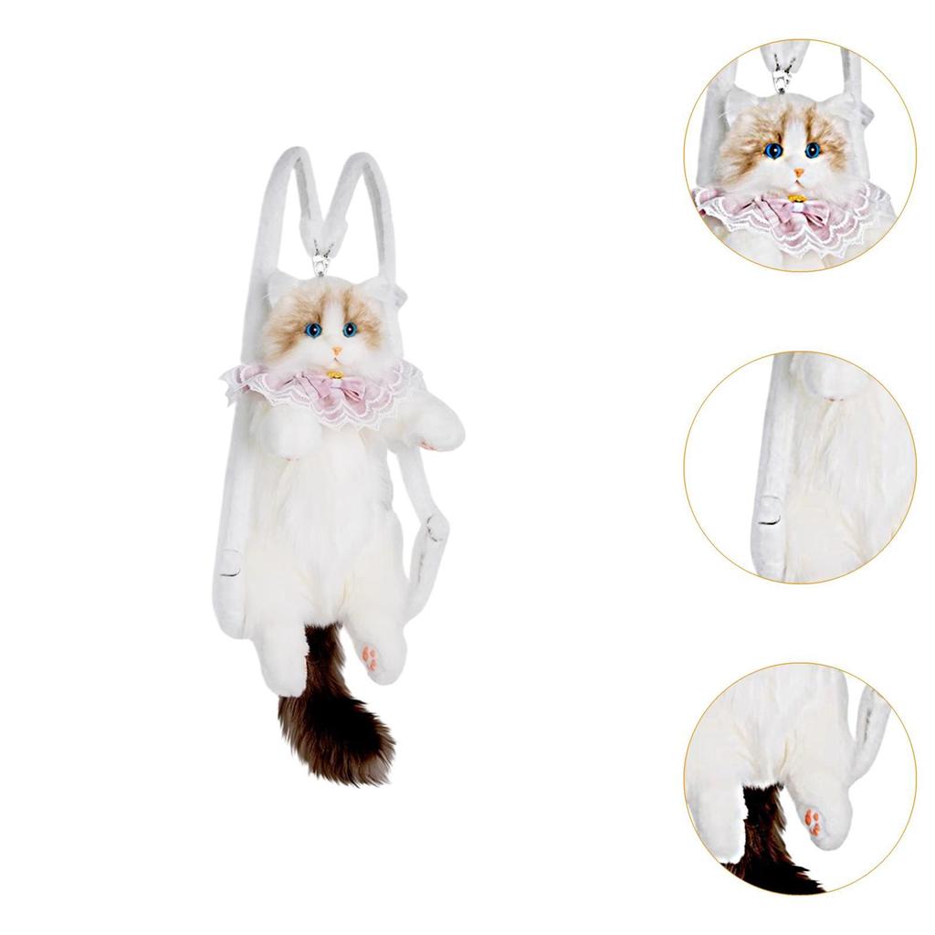 Cute Plush Cat Backpack Casual Large Capacity Purse Rucksack Lightweight Trendy
