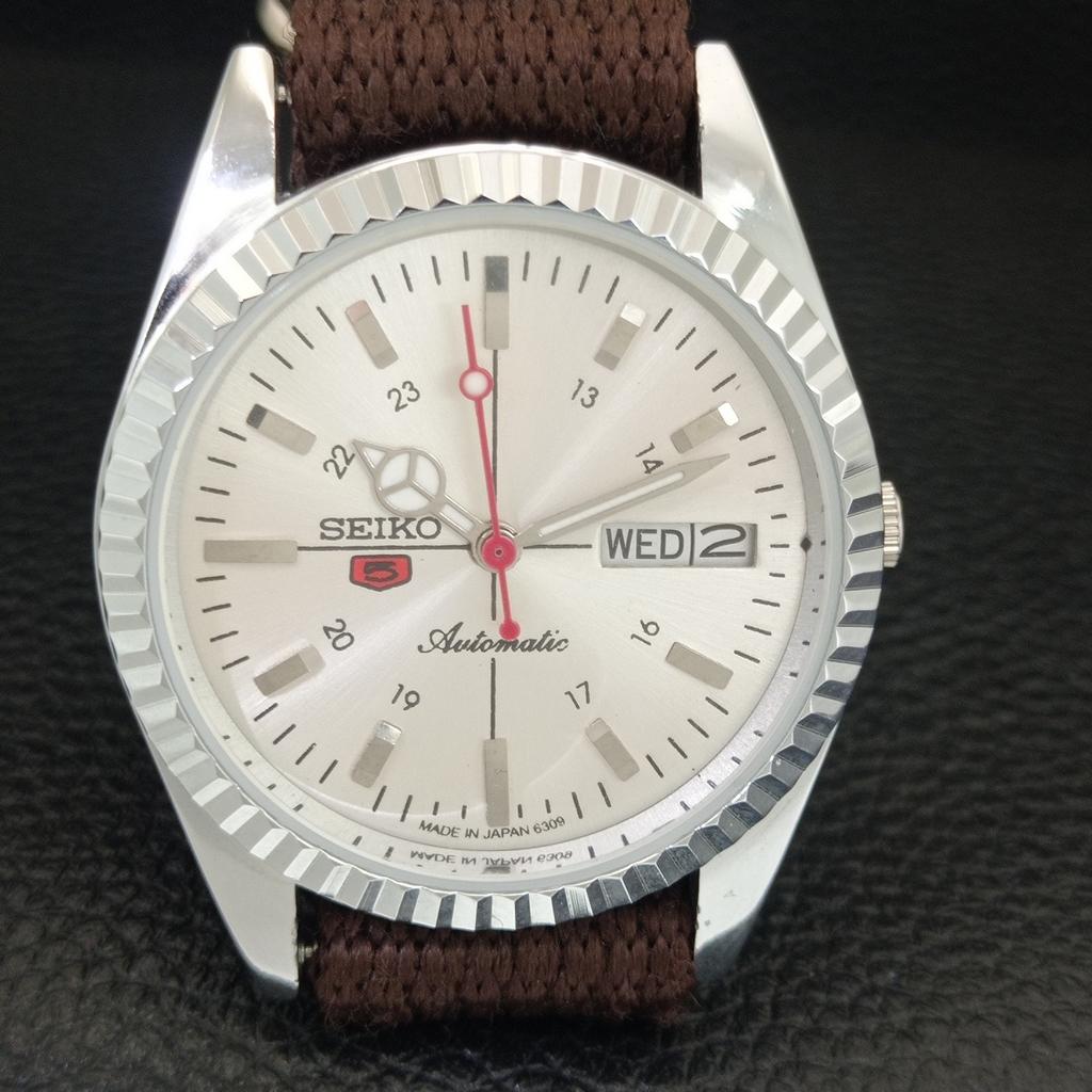 REFURBISHED SEIKO 5 AUTOMATIC 6309A JAPAN MENS VINTAGE SILVER WATCH a442833-1
