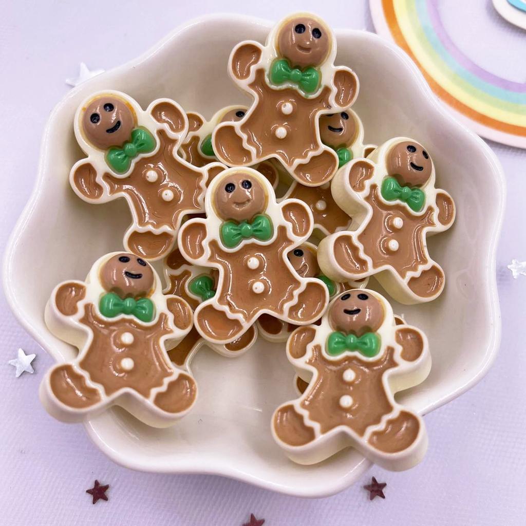 Resin Kawaii Colorful Santa Christmas Tree Snowman Gingerbread Man Flat Back Cartoon Figurines 10PCS Scrapbooks DIY Decor Crafts