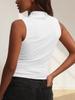 Women's Mock Neck Sleeveless Tank Top Slim Fitted Ruched Draped Top