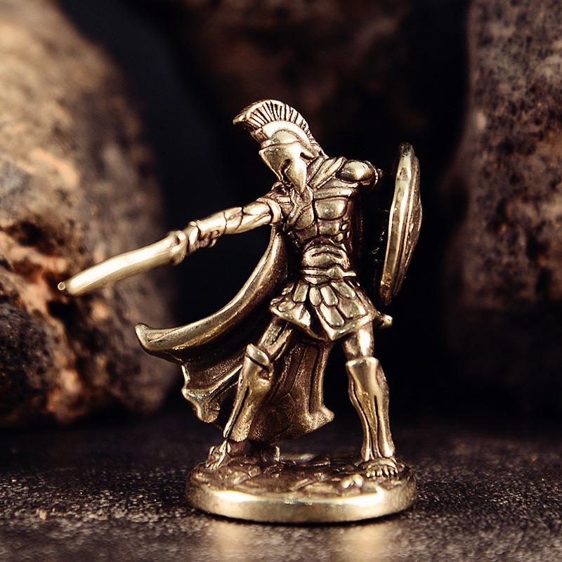 Vintage Brass Spartan Warrior Statue Twelve Types of Rome Soldier Models Figurine Game Props Desktop Ornaments Home Craft Decor