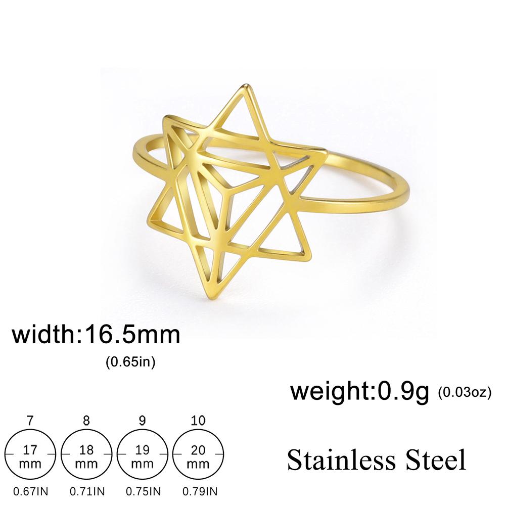 Lucktune Hexagram Merkaba Meditation Amulet Rings Women Men Stainless Steel Star Finger Ring Sacred Geometry Jewelry Party Gift