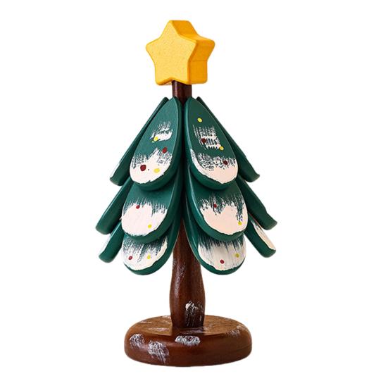 Wooden Christmas Tree Trivets for Hot Dishes Foldable Coasters Pot Holders Heat Resistant Silicone Table Protector Creative Gift for Home Kitchen