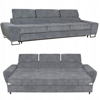 Sofá cama 3 lugares reclinável com f. Móveis de dormir Savio Family veludo cotelê cinza