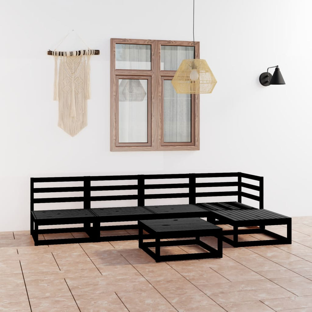 Salon de jardin 6 pcs  bois de pin massif