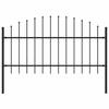 Garden Fence with Spear-shaped Steel Top 181 X 125 Cm