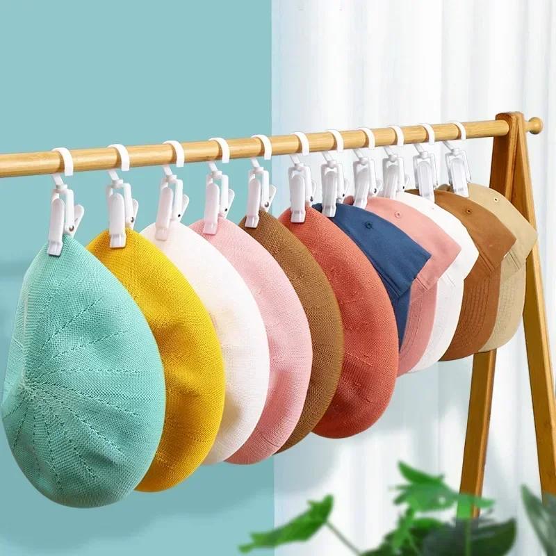 5/10/20PCS Rotating Clothespins Clamps Hanging Clothes Pegs Hooks Laundry Rotate Hat Clothespin Clamps for Home Storage Hangers