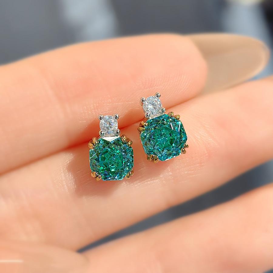 Fashion Light Luxury Star Anise Rose Cut Pendant Necklace Colorful Pink Diamond Ring Chinese Red Stud Earrings Colorful Treasure Set Women