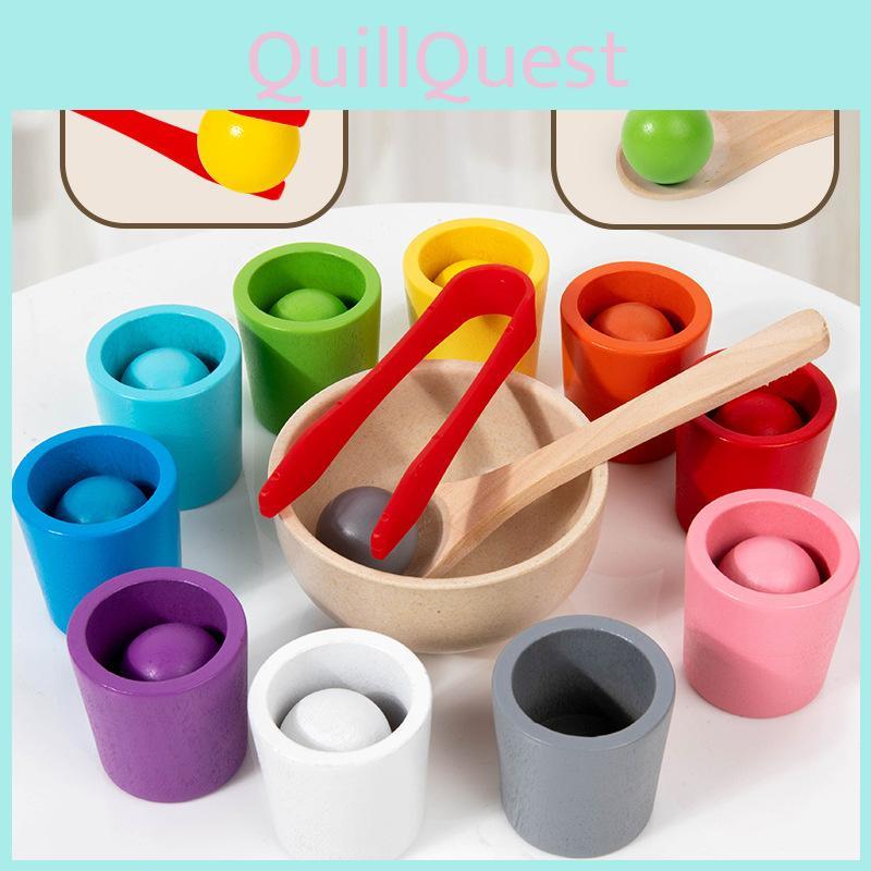 Wooden Montessori Color Sorting Cups Educational Toy For Childrens Cognitive Development
