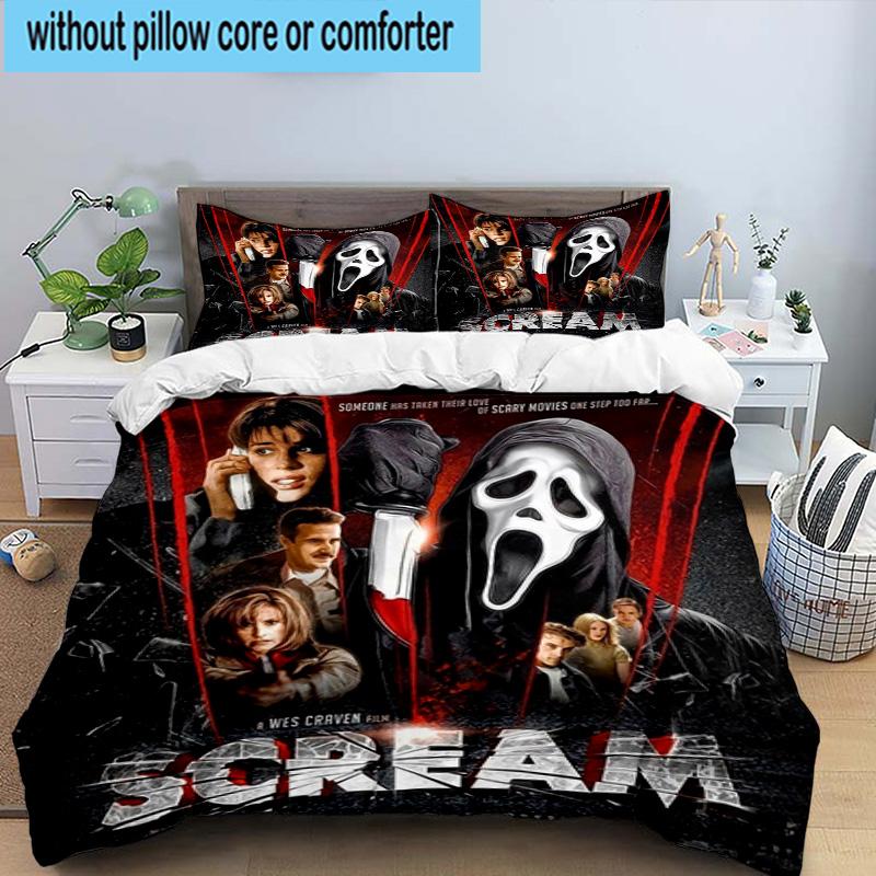 3PCS Scr-eam Horror Movie 3pcs Bedding,Including 3PCS Duvet Cover And 2pcs Pillowcases Perfect for Christmas,Ideal for Bedroom, Dormitory