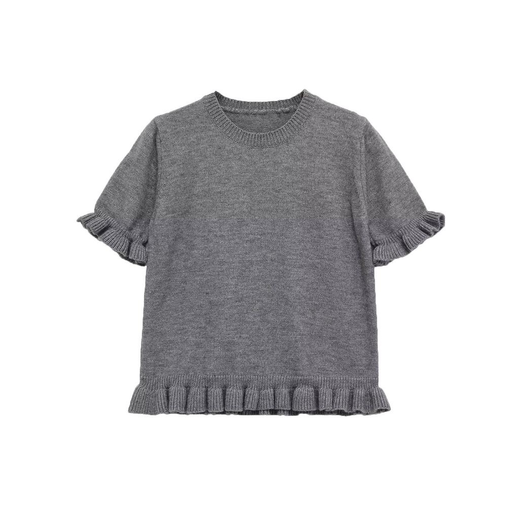 European and American style, new women's clothing, foreign style, short-sleeved laminated decorative knitted sweater 2756130