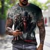 Mens Summer Clothing 3D Printed Skull Graphic T Shirts Round Neck Short Sleeved