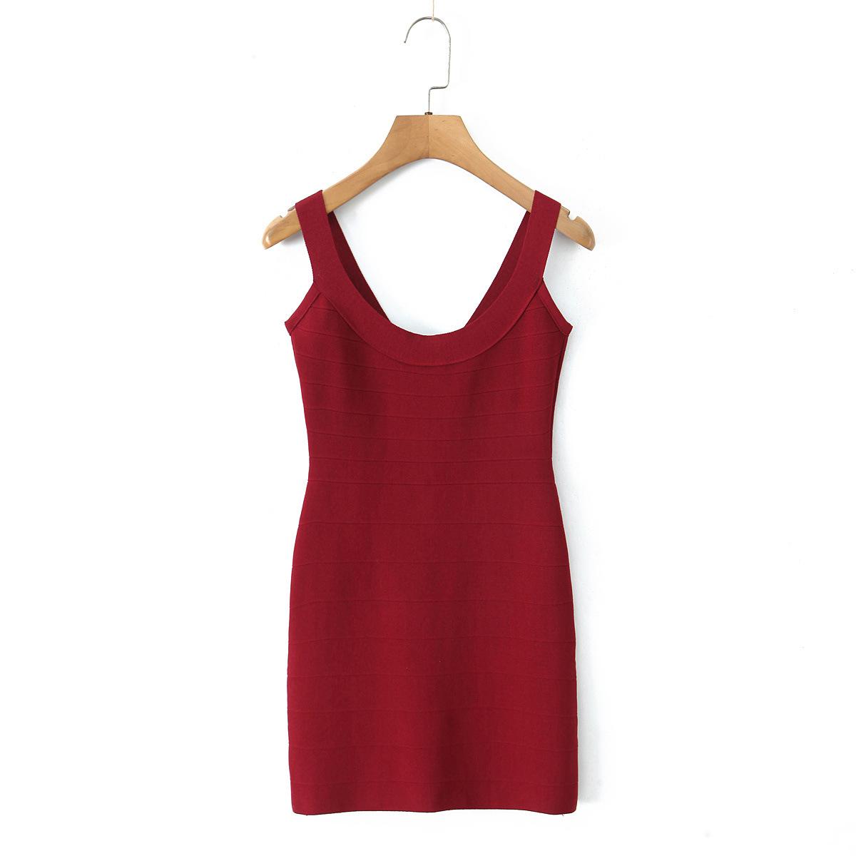 

European & American 2025 Women s Sweet U-neck Sleeveless Knit Dress Medium