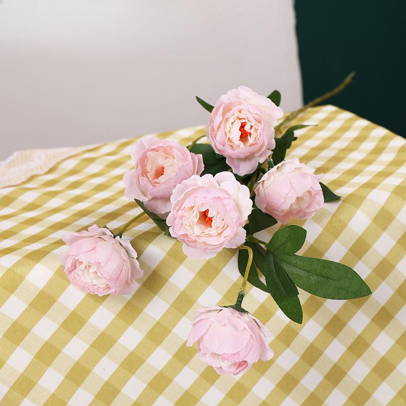 

6 шт. искусственный шелковый цветок 7 головок букет пионов 72 см искусственные цветы для дома, гостиной, обеденного стола, декоративное украшение, свадебный декор, искусственный цветочный декор розовый