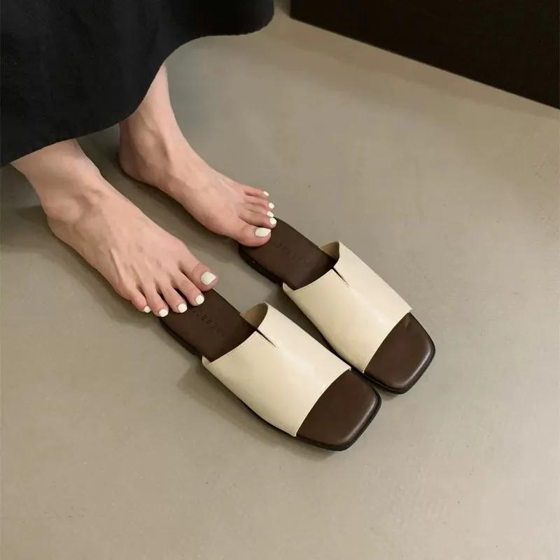 2024 Summer Hot Sale New Women's Shoes High Quality Women's Slippers Large Size Solid Color Open Toe Women's Flat Shoes