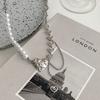 New Niche Design Sense Splicing Pearl Necklace Ins Wind Love Pendant Collarbone Chain New Trendy