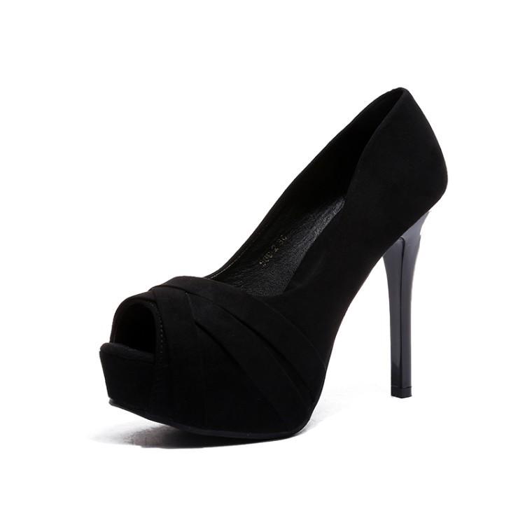Peep-toe Suede Platform High Heel Sandals - European & American Style, Spring 2018 Collection