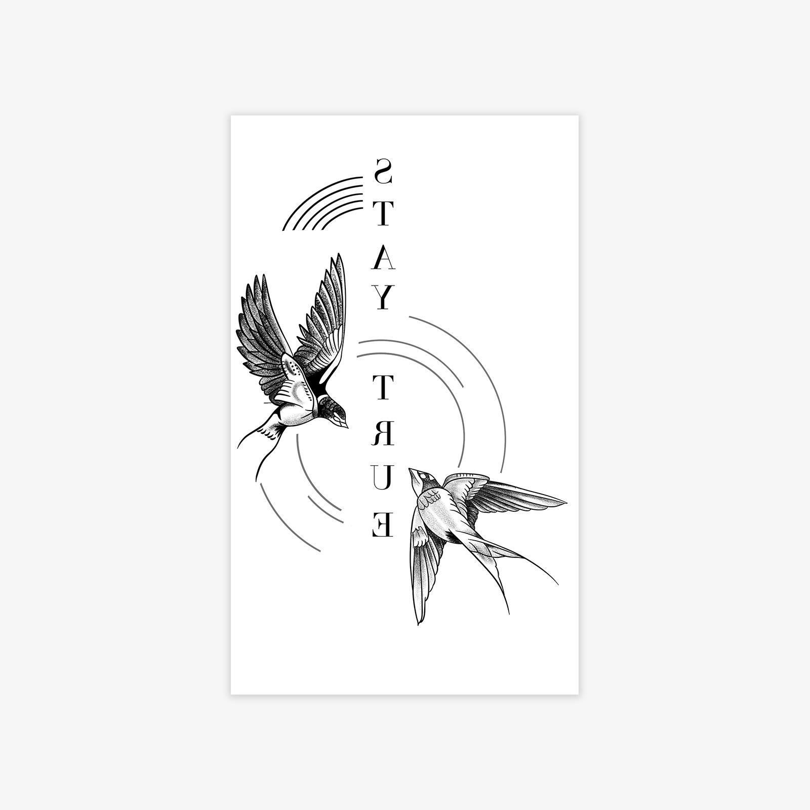 

Twin Swallows, English Short Sentences Tattoo Stickers Waterproof Lasting Personality Wind Men S And Women S Tattoo Stickers 9*15