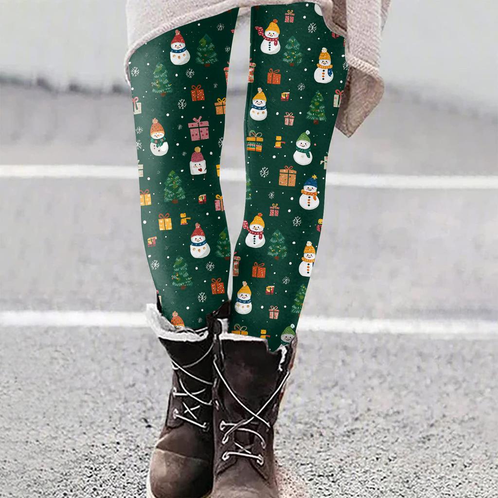 Women's Christmas Print Slim Fit Elastic Yoga Casual Pants