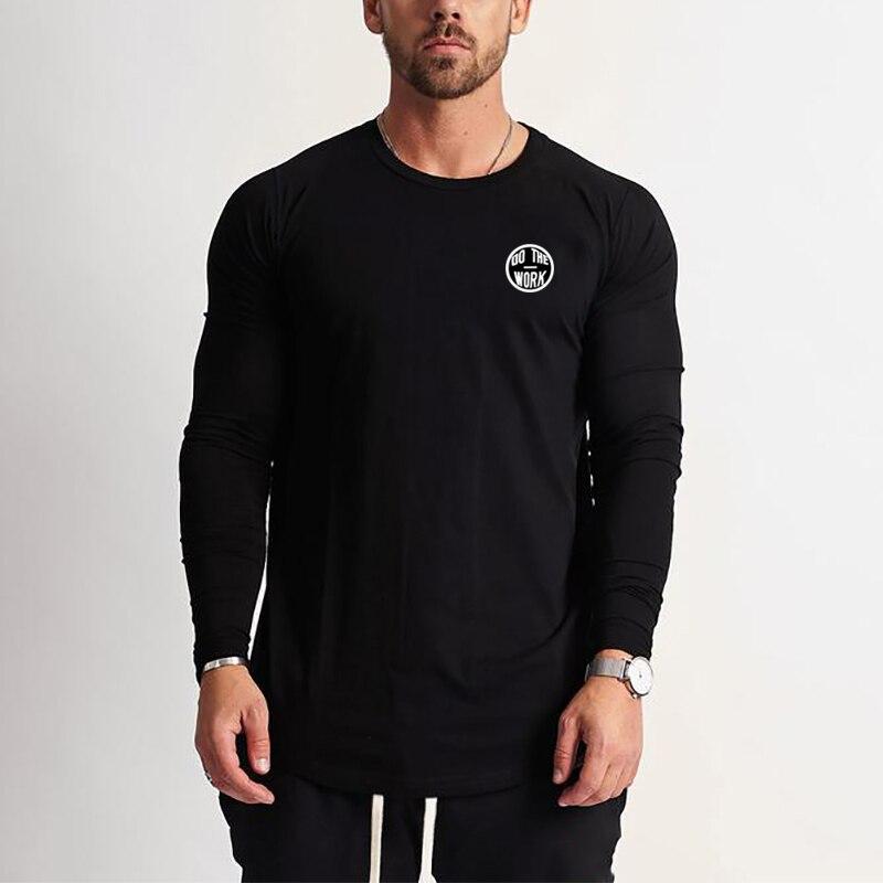 Muscleguys Spring and Autumn Men's Bottoming Shirt Thin Fitness Slim Fitting Long Sleeve Tops