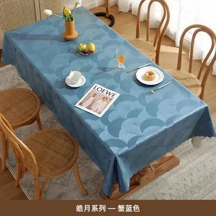 Waterproof Heat-resistant Dining Table Mat Fabric European Style Hotel Home Rectangular Tablecloth PU Printed Round Table Cloth