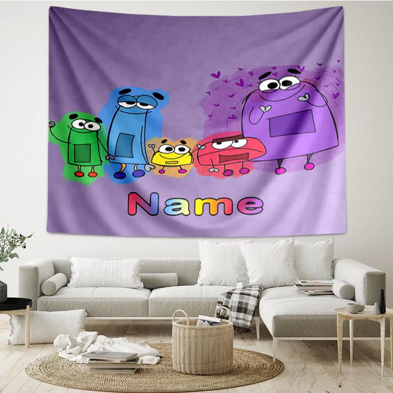 Custom Name StoryBots Print Tapestry, Backdrop, Easy Setup, Ideal for Bedroom, Office & Living Room, with Aesthetic Wall Hanging Decor.