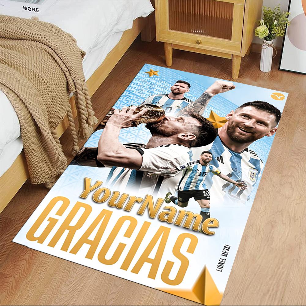 Messi Personalized Name Carpet Design for Dormitory Dining Room Entryway Game Room Anti-slip Rug Decorate Offices