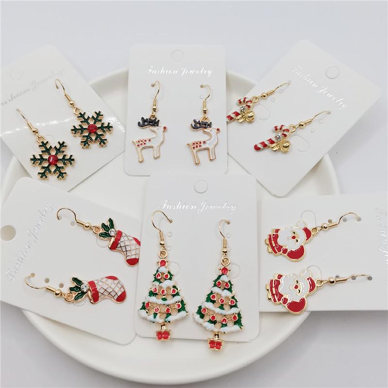 Top-Selling Christmas Dangle Earrings – Santa, Snowman, Reindeer, Snowflake, Candy Cane, and Tree Designs