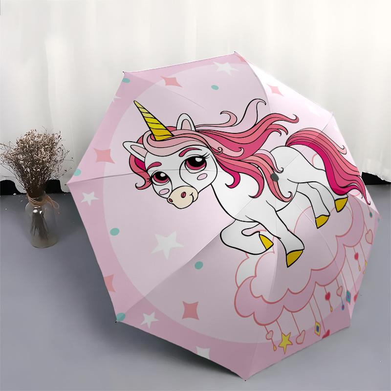 Magical Unicorn Cloud Sticker for Kids Room DecorUmbrella, Portable 3-Fold Compact Umbrella,Christmas Gift ES525