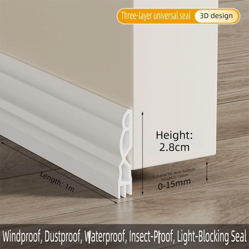 1M Door Bottom Sealing Strip Flexible Dustproof Under Door Draft Stopper Sealing Strip Sound Insulation Weatherstrip Draft Guard