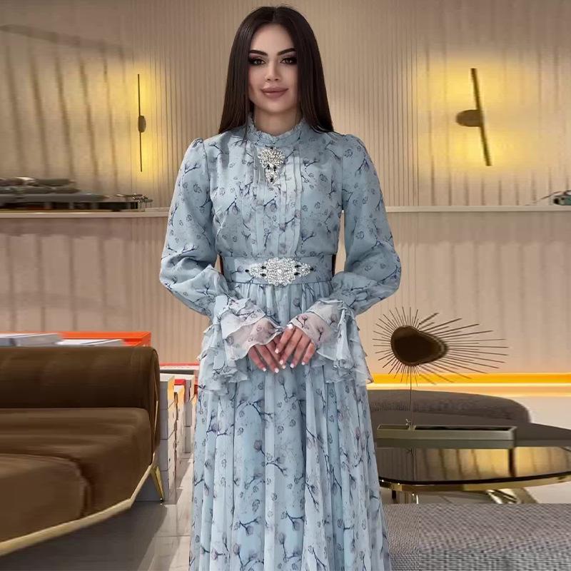 2024 Autumn Gentle Style Women's Floral Maxi Swing Dress