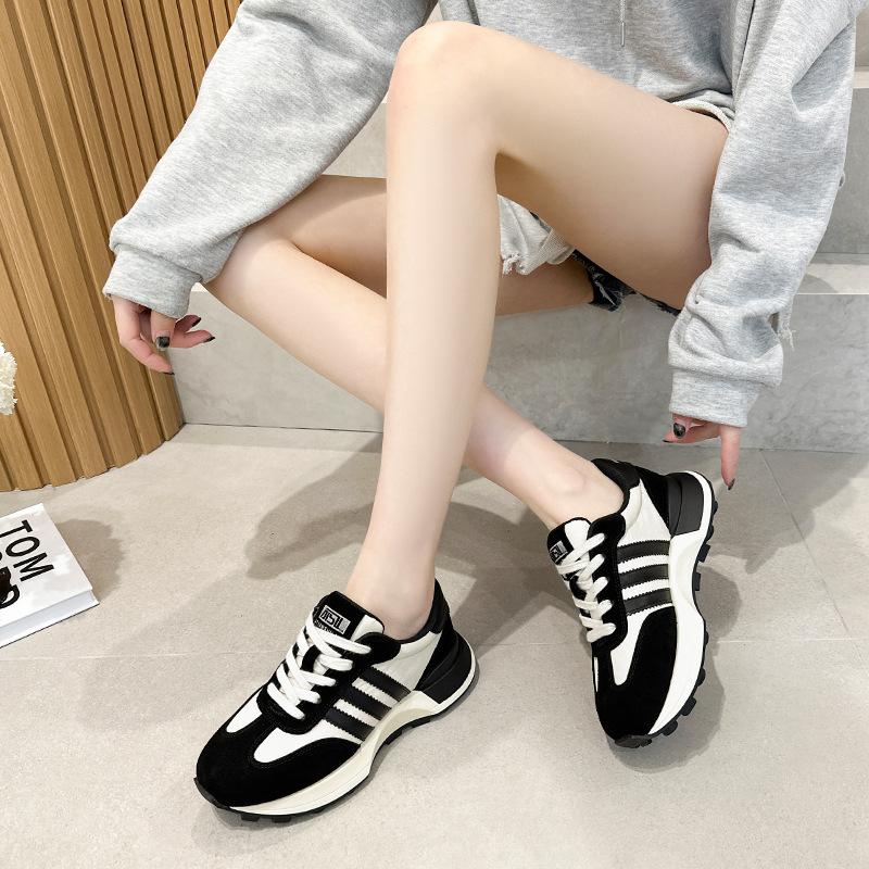 Internet Celebrity 2025 Spring New Little White Shoes Female Student Shoes Casual Dad Women's Shoes Versatile Platform Leather Training Shoes Women