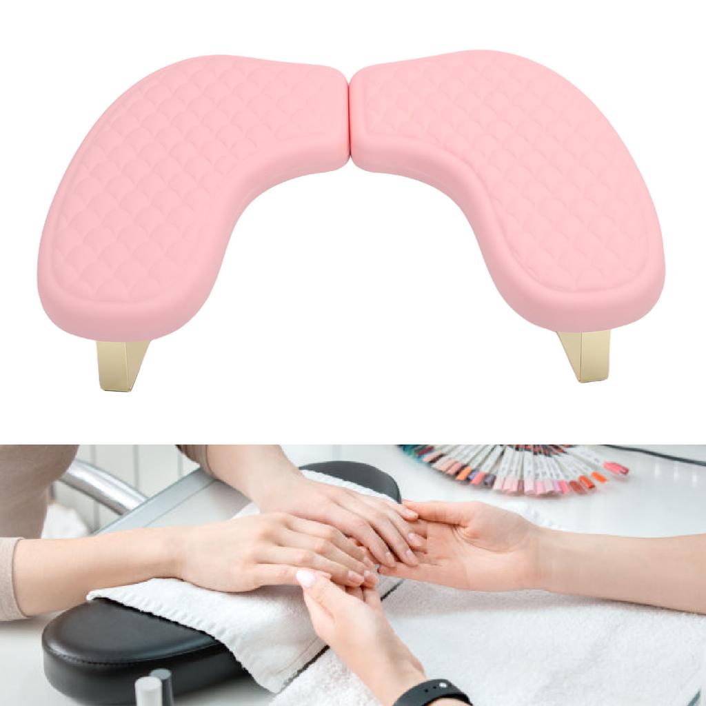 U Shaped Manicure Arm Rest Ergonomic PU Leather Hand Rest with Phone Stand for Nails Tech