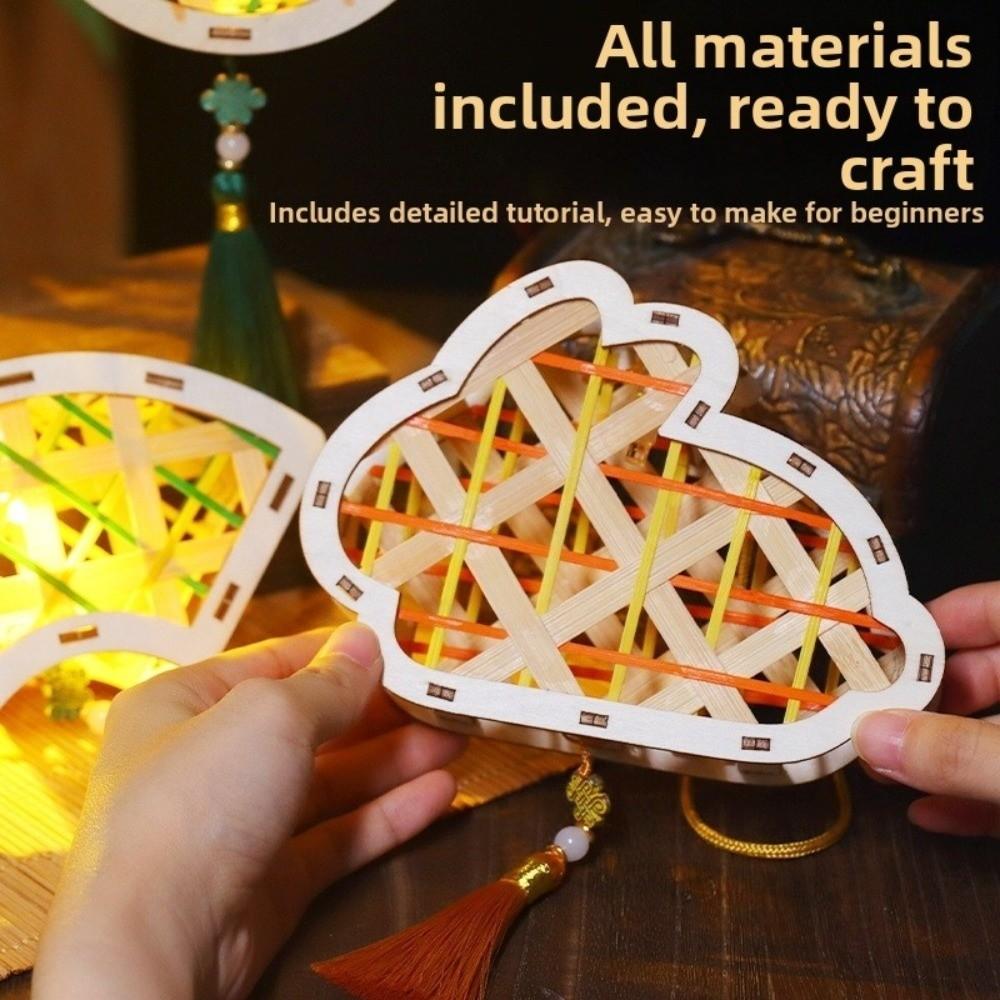 Glowing Mid-Autumn Wooden Lantern Luminous Handheld Lantern Portable Flower Lantern  Kids