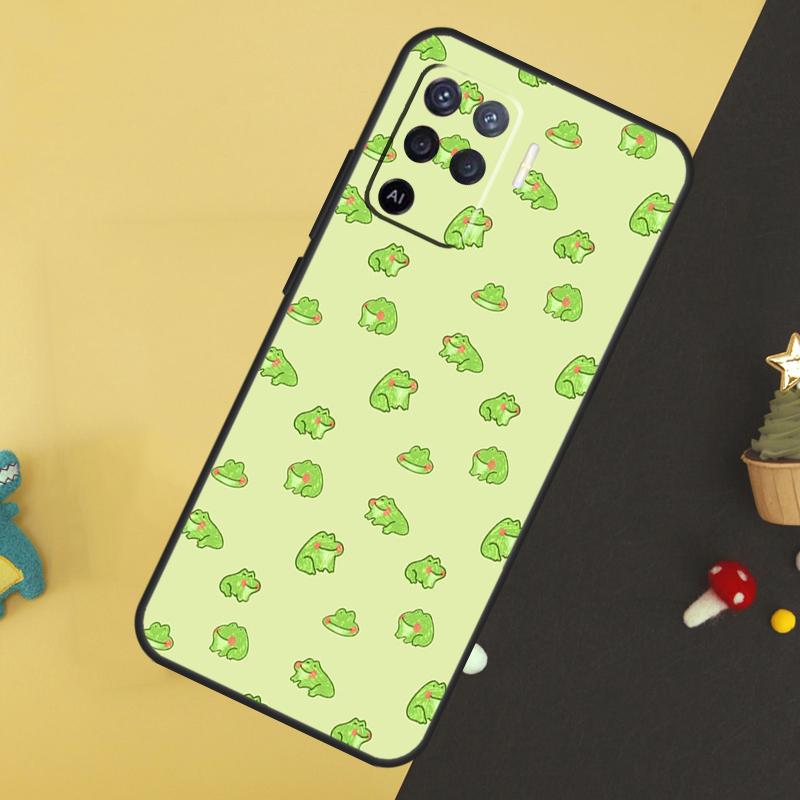 Cute Cartoon Frog Case For Oppo A5 Pro A6 A15 A16 A76 A96 A17 A57 A98 A58 A78 A18 A38 A54 A74 A94 A40 A60 A80