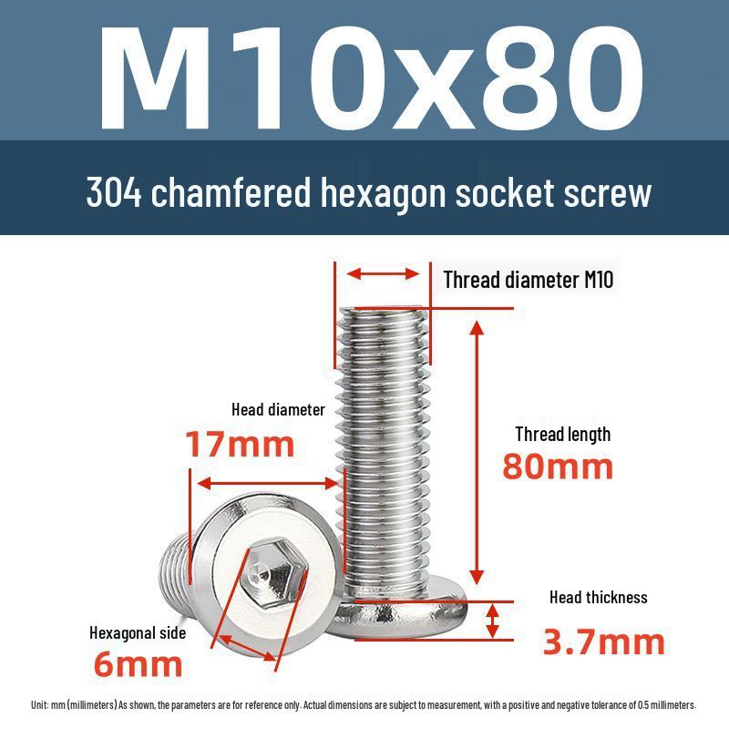 Yigu 304 Stainless Steel M2-M12 Countersunk Flat Head Hex Screw for Furniture & Cabinets