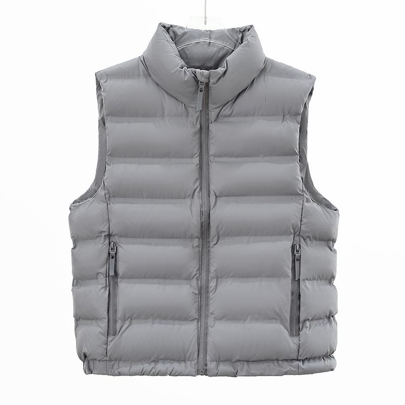 Women'S Autumn And Winter New Stand-Up Collar Short Pocket Zipper Light And Slim Vest