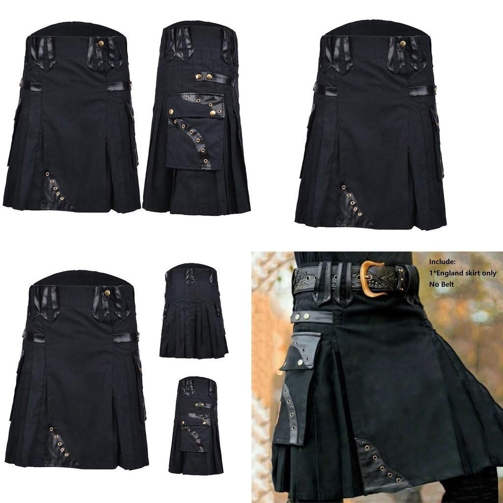 Kilt Scozzese Autentico Medievale da Uomo Gonna Retro Inghilterra Per Cosplay Vintage