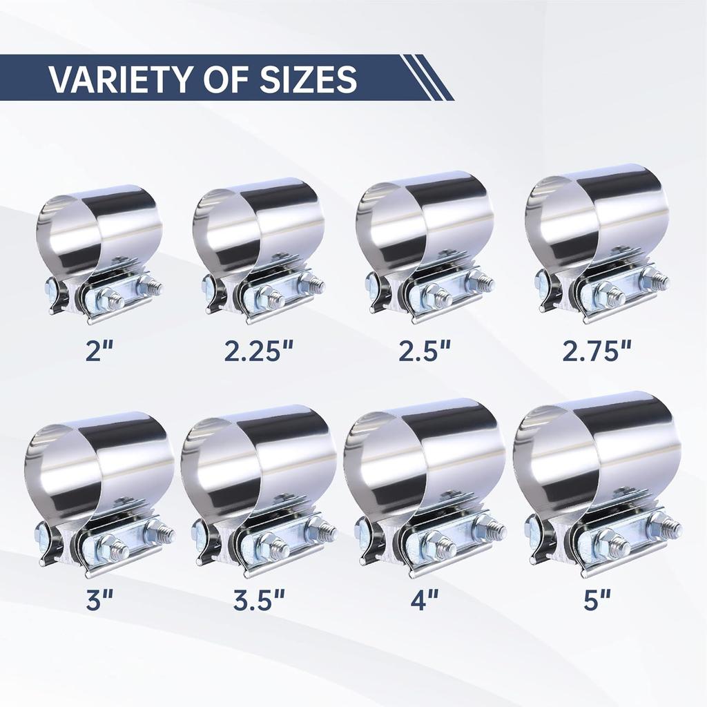 3'' Inch Butt Joint Exhaust Seal Band Clamp,Exhaust Band Clamp T304 Stainless Steel Universal (2 Packs)