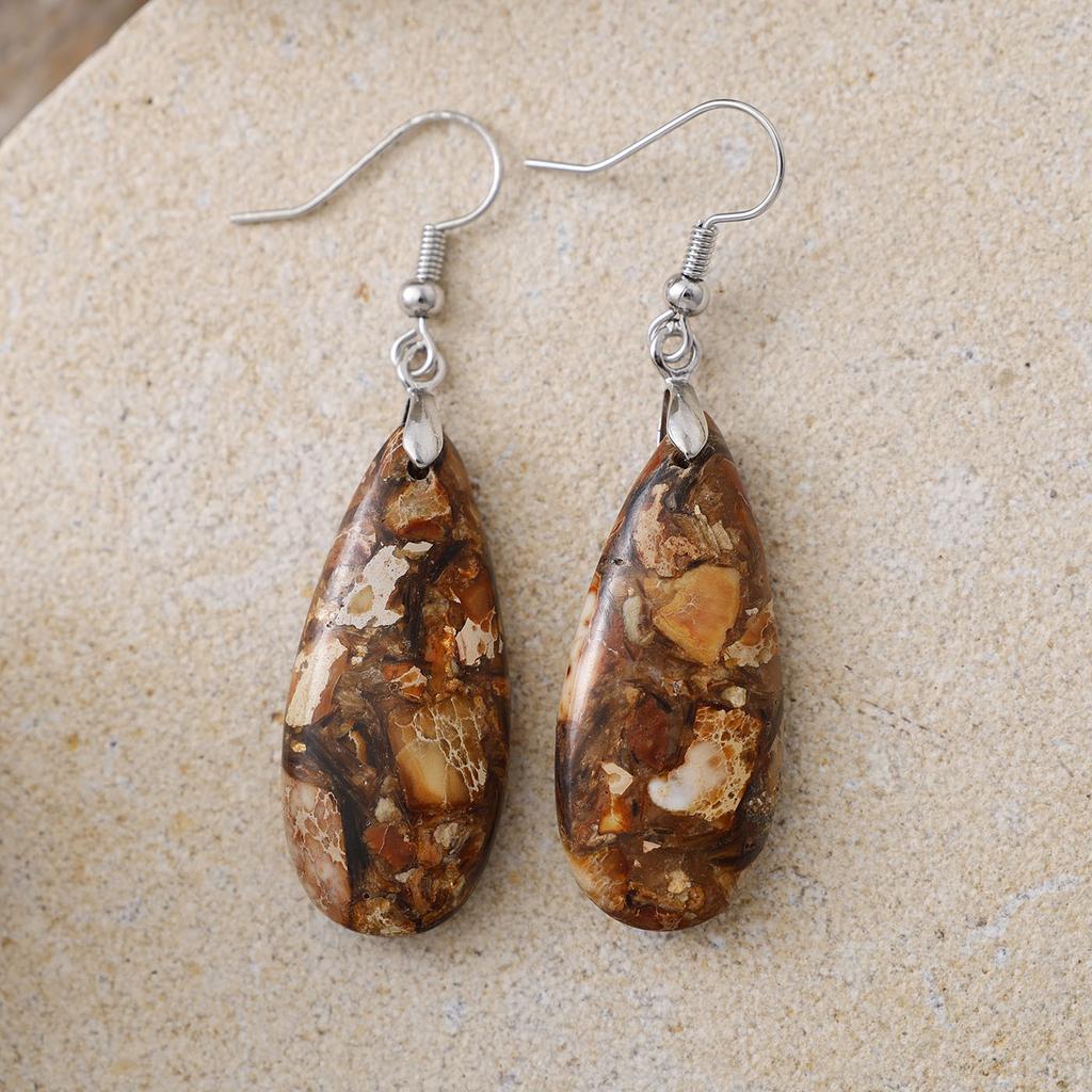 Luxury High Quality Natural Emperor Stone Water Drop Earrings Earrings European and American Popular Retro Jewelry