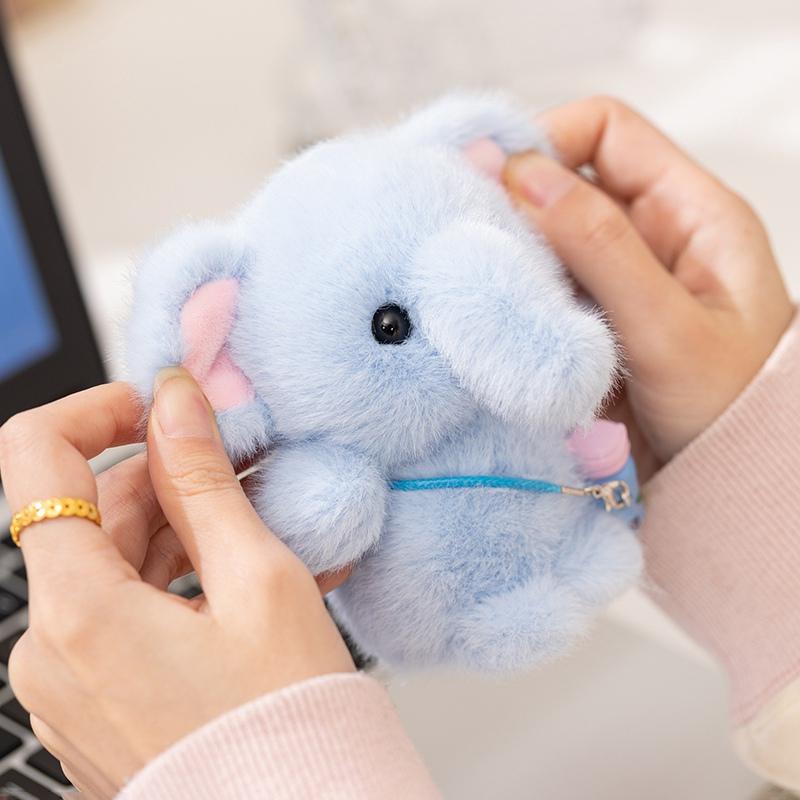 10-12Cm Cartoon Stuffed Animal Penguin Elephant Plushies Soft Toys Kawaii Small Capybara With Mini Bottle Charm Decoration
