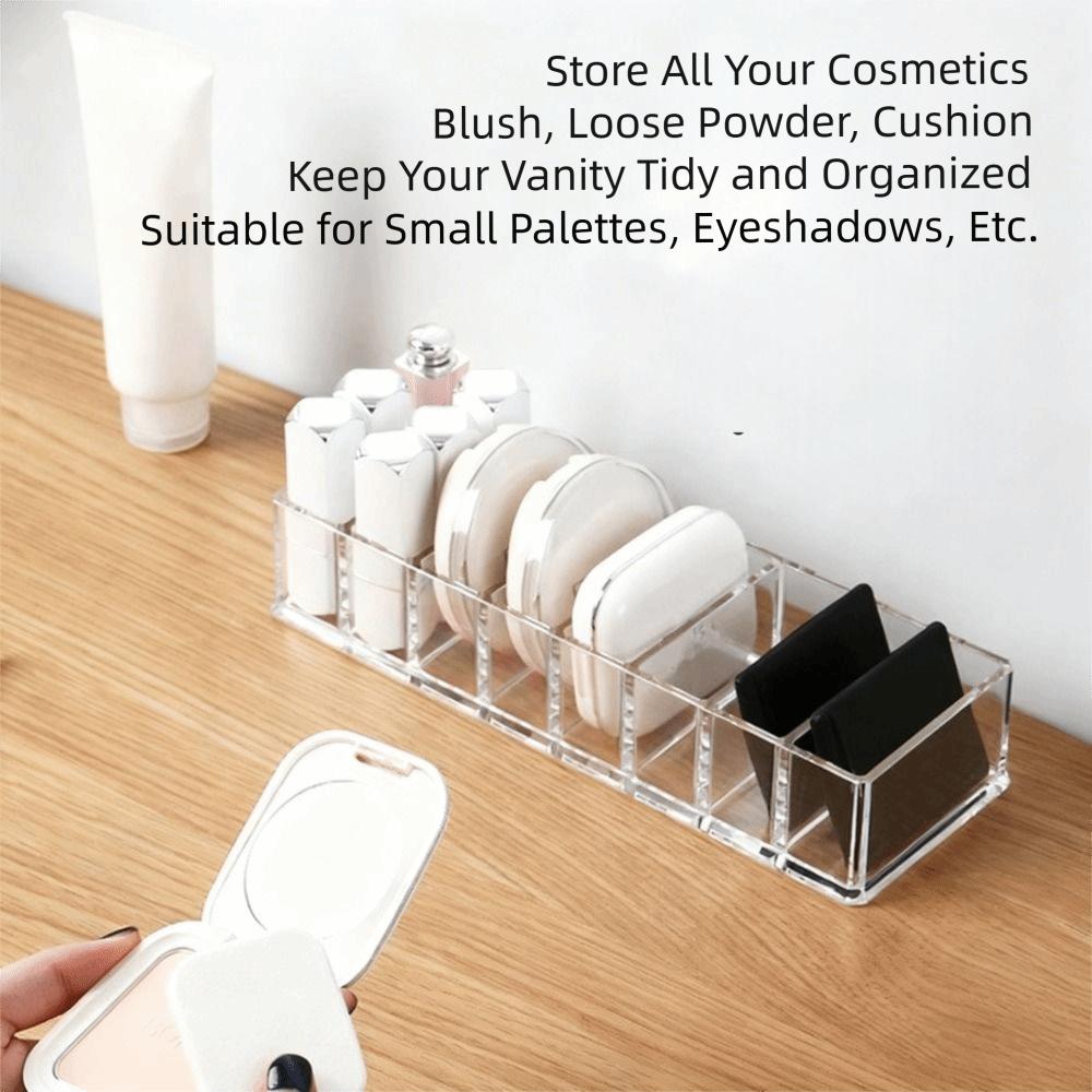 Transparent Makeup Display Stand 6/8-Slot Design Clear Cosmetics Storage Organizer Compact Storage Compartment