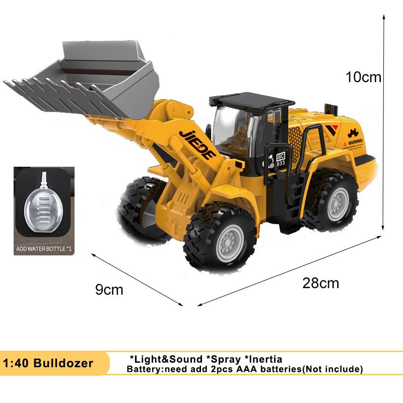 Bulldozer Alloy+Plastic Diecast Model Engineering Play Vehicles Pull Back Driving Loader Car Toys Collection Gifts For Children